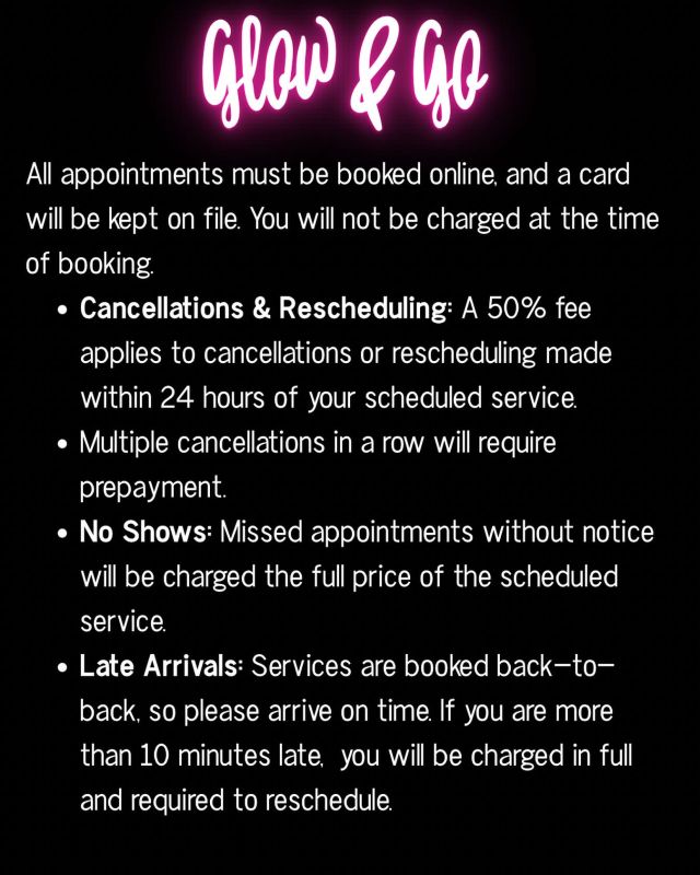 I truly understand that life happens, but these policies help keep the schedule fair and allow me to serve everyone on time. 

Thank you so much for your understanding and support!